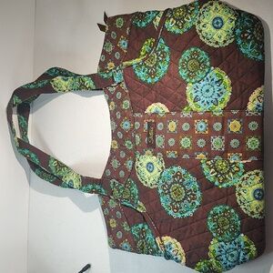 Longaberger Sisters Floral Tote Bag Brown, Blue And Green